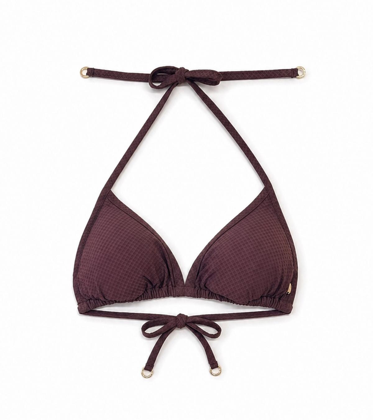 Costum de baie - Waffle - Triunghi - Top - Maro