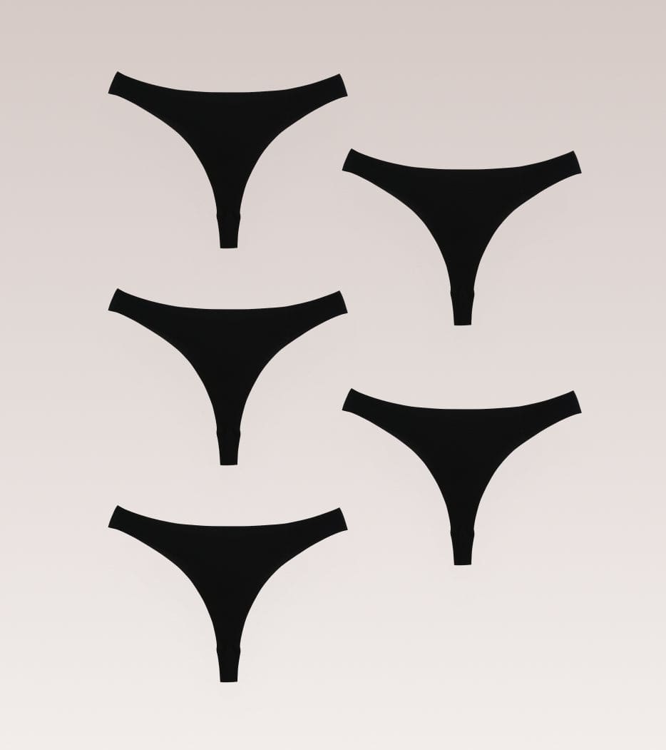 Clean cut Thong pack black - 5 pcs