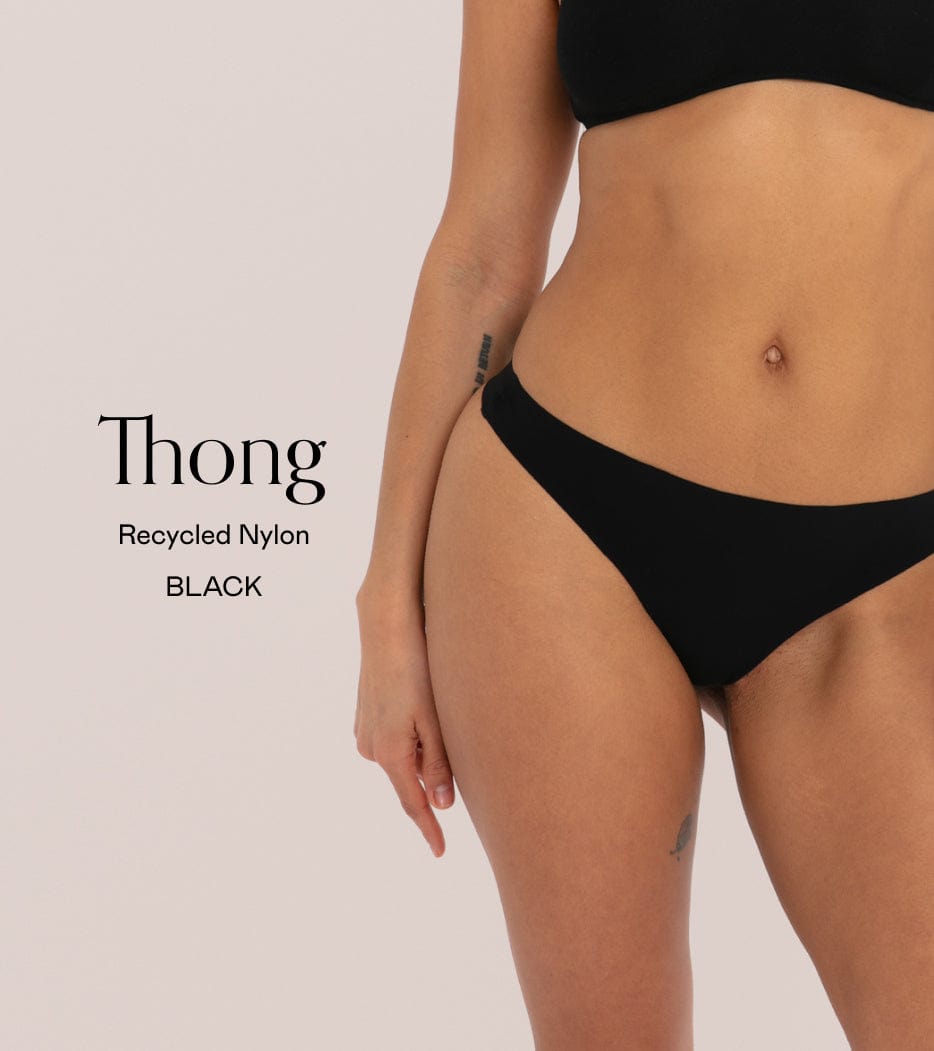 Clean cut Thong Paquete negro - 5 piezas