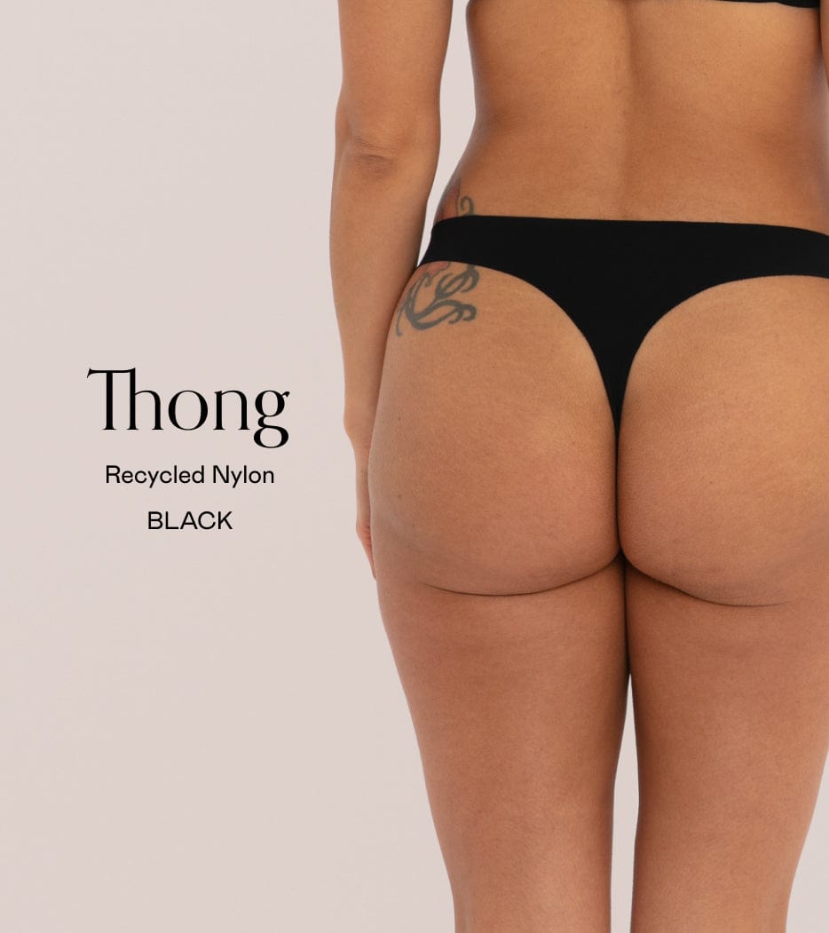 Clean cut Thong Paquete negro - 5 piezas