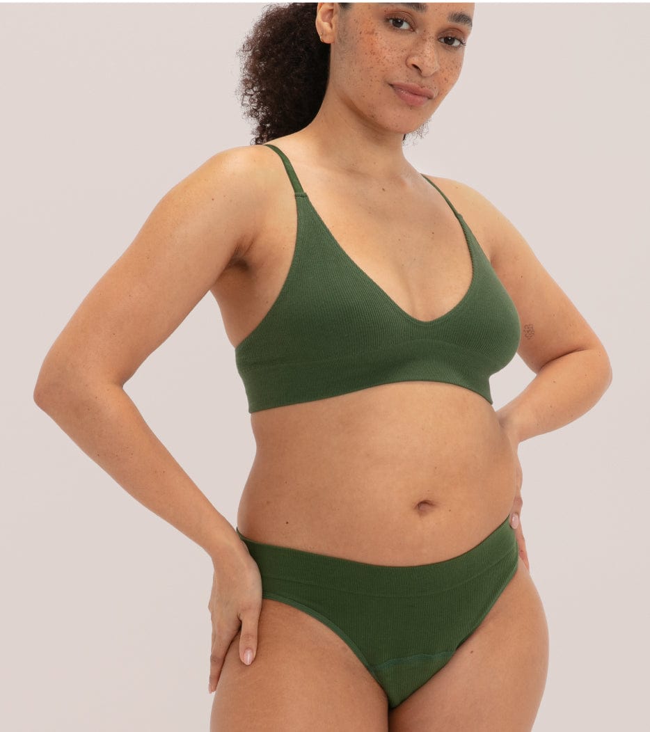 Seamless Ribbed Brief - Verde