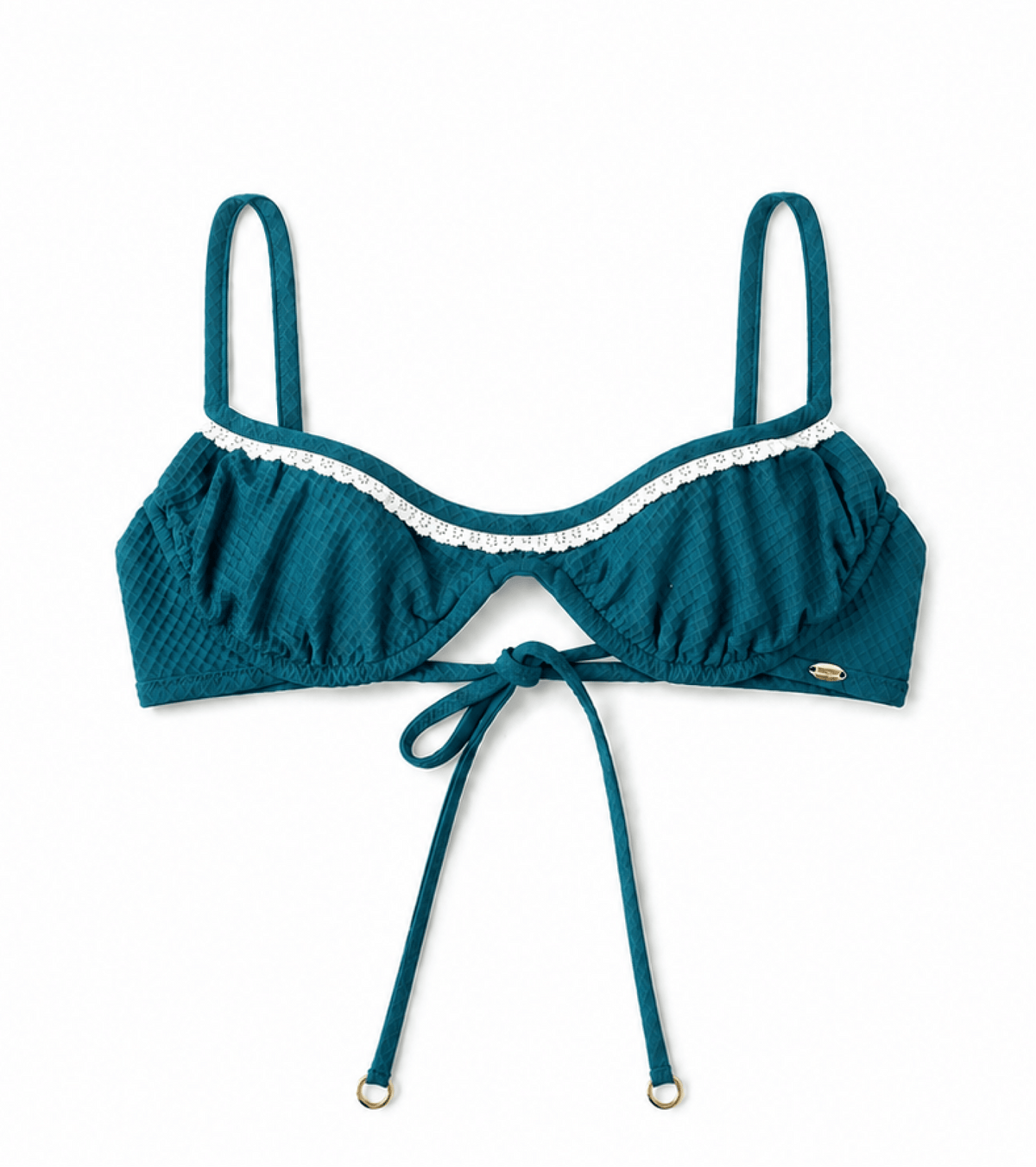 Costum de baie - Waffle - Cu sârmă - Top - Turcoaz