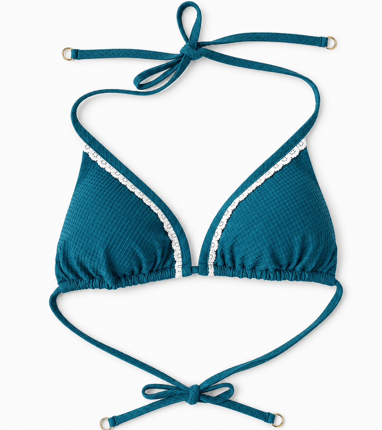 Swimwear - Waffle - Triangle - Top - Teal